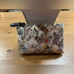 Nahui Ollin: Disney Woven pattern recycled handmade/crafted Mickey change pouch